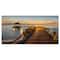 Designart - Brown Wooden Pier in Evening - Seashore Photo Canvas Print